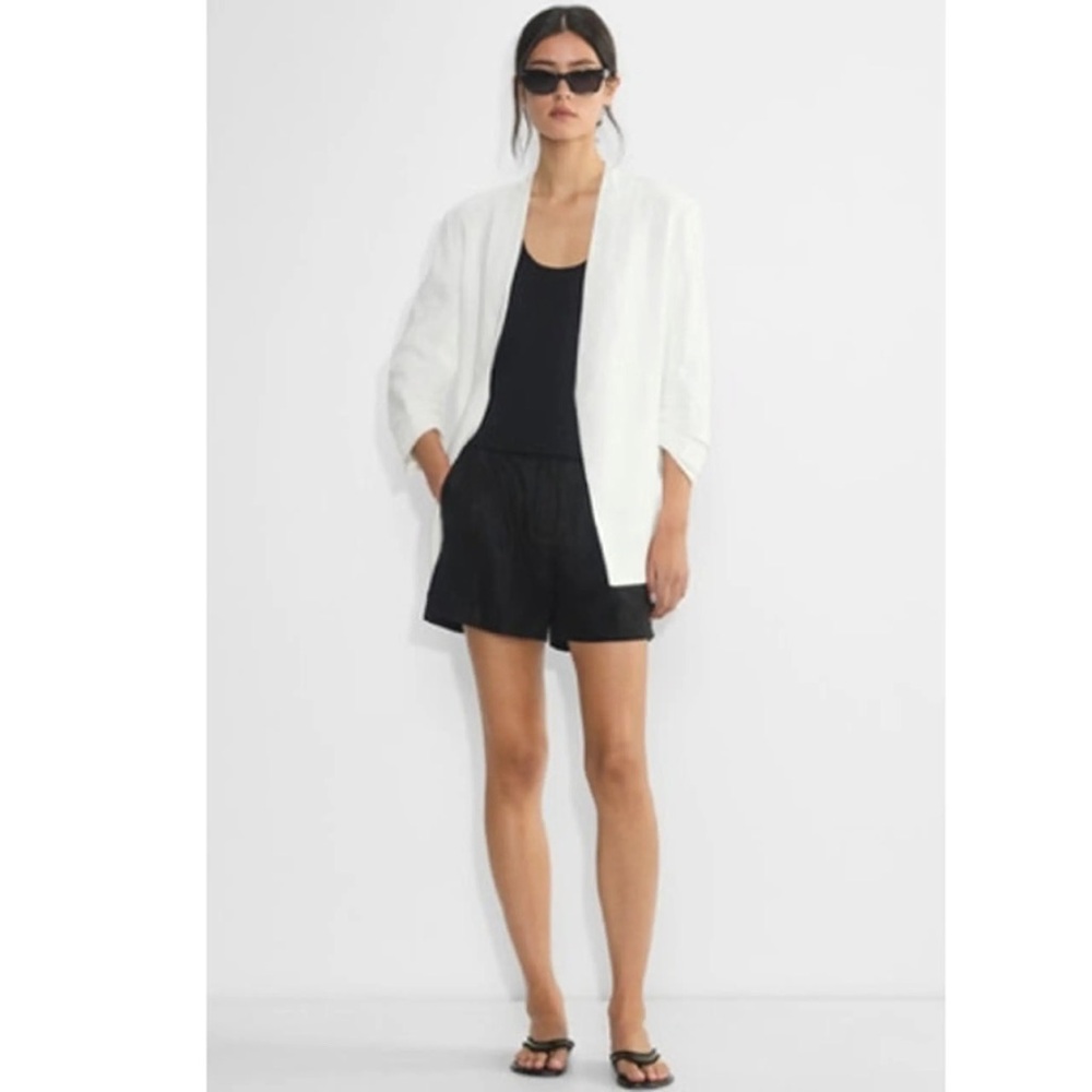 Aritzia Babaton Power Linen White Open Blazer Size 4